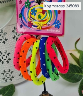 Набор резинок 5см, Микрофибра яркая в горошек, 6шт/уп 245089 фото