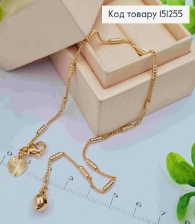 Браслет на ногу с длинной Бусиной с тиснением, длиной 26см, Xuping 18К 151255 фото