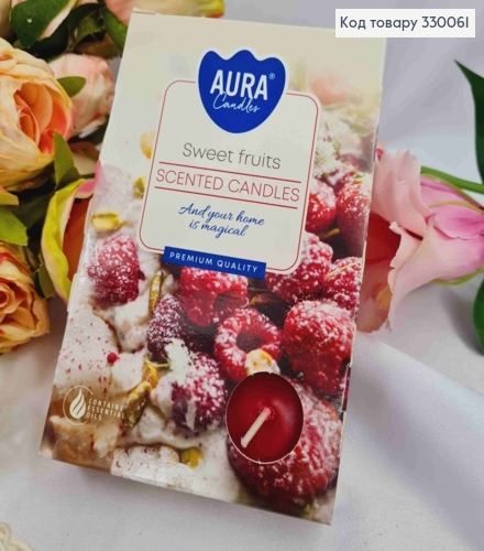 Арома свеча таблетка BISPOL "Sweet fruits" 6 шт/4 часов, 15-379 330061 фото 1