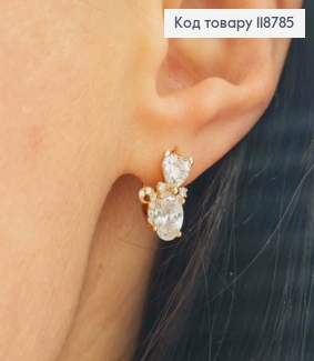 Серьги кольца (1,3см), "Котик" с Блестящими камешками (1,3см), XUPING 18K 118785 фото