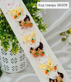 Набор детских резинок "Кролики с морковкой" в коричневых тонах, 20 шт/наб. 261209 фото