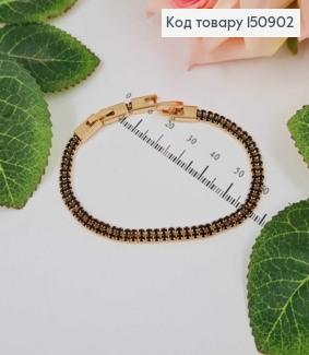 Браслет, с двумя рядами Черных камешков шир.4мм, дл.17+2,5см, Xuping 18K 150902 фото