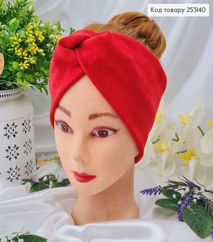 Пов'язка м'який замш, Червоного кольору, 26*9,5см, ручна робота 275049 фото 1