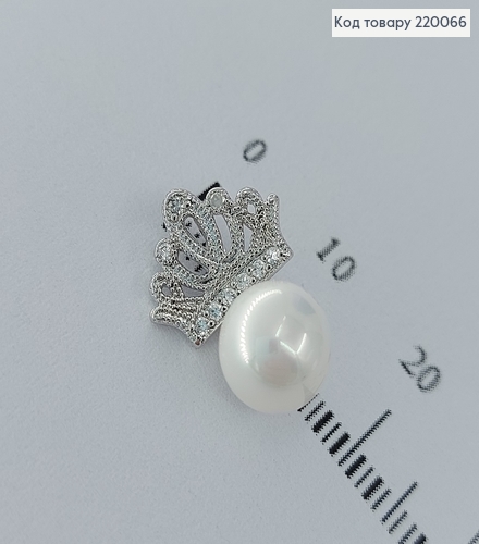 Кулон жемчюжина с короной в камнях   родий Xuping 18K 220066 фото 1