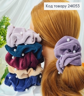 Резинка Велюр з бусинками різнокольорова, в асорт. 241053 фото