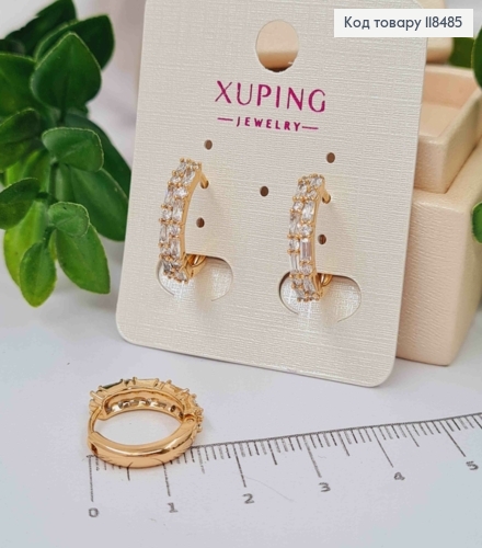Сережки кільця з Блискучими камінцями, діаметр 1,7см, XUPING 18K 118485 фото 1
