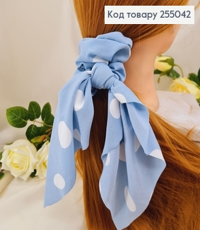 Резинка  Твіллі,  Сіро-голуба Горох, 9*27см, (ручна робота,Україна) 255042 фото