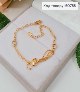 Браслет, комбинированное плетение, с сердечками и ноликами, длина. 17,5+3см, Xuping 18К 150788 фото