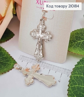 Крестик родованный, с распятием и узором, 3*2см, Xuping 210184 фото