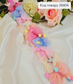 Резинка (20шт) детская микрофибра Бантик фитиновый с декором  261106 фото
