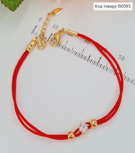 Браслет червона нить 17+3 см с камушками, Xuping 18K 150593 фото 1