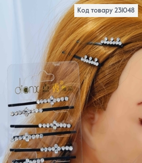 Заколка невидимка метал чорна з камінцями 5 см Абстракція в асорт.  2 шт/уп ціна за уп. 231048 фото