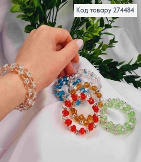 Браслет в серебряном цвете, Пружинка, Бусинки и Камешки, цвета в ассортименте. 274059 фото