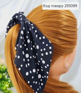 Резинка 5см, Твилли с бантиком, Черного цвета, в горошек разных размеров, дл. 255089 фото