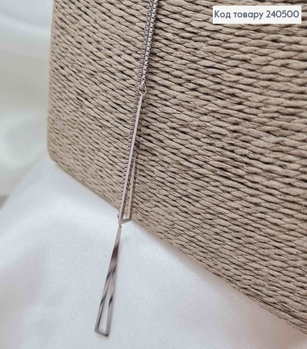 Цепочка, серебряного цвета, с подвеской треугольничками и шайбочкой для регуляции, 40+5см, сталь Stainless Steel 240500 фото 3