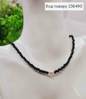 Біжутерія на шию зі Стеклярусу + Бусинка, 37+4см, Чорного кольору 236490 фото