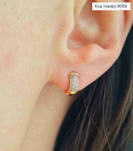 Серьги кольца с блестящими камешками, диаметр 0,8см, Xuping 18К. 110156 фото 2