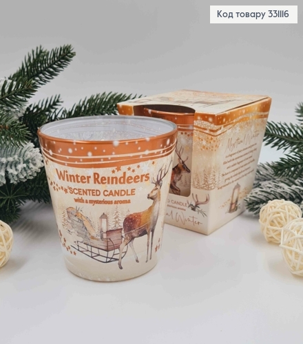 Арома свеча стакан Winter Reindeer with misterios aroma, LET IT SNOW,115г/ 30час., Польша 331116 фото 2