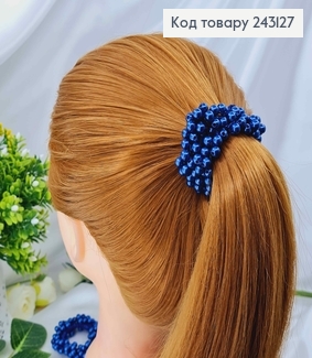 Резинка 7,5см прошита  СИНІМИ  бусинками 243127 фото