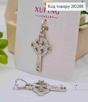 Крестик родованный с Распятием, с рельефом и нимбом, 2,6*1,5см, Xuping 210288 фото
