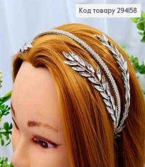 Обруч металл, "диадема", украшенный Блестящими камешками с Колосками (в греческом стиле) 294158 фото