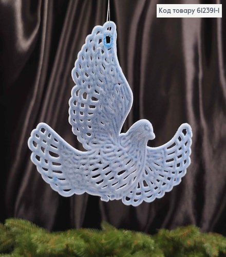 Новогодняя фигура ГОЛУБ МИРА, бархат, цвет ГОЛУБОЙ, 10*9см, Украина 612391-1 фото 1