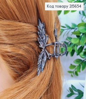 Краб металл "Колосок" с камнями, 6,5см, Черного цвета 215654 фото