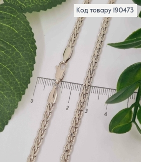Цепочка родовая, плетение КОСИЧКА с тиснением по краям, длина 50см, ширина 4мм, Xuping 190473 фото