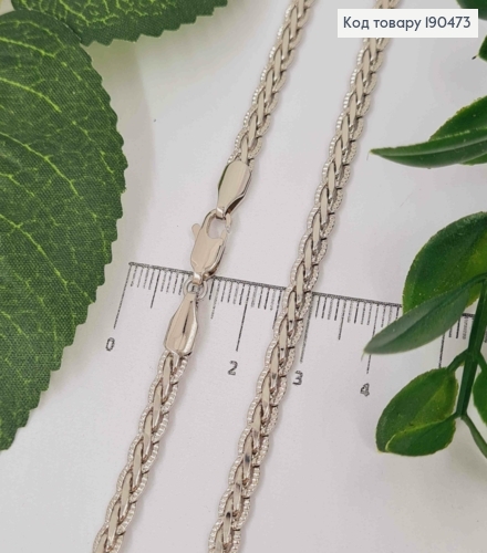 Цепочка родовая, плетение КОСИЧКА с тиснением по краям, длина 50см, ширина 4мм, Xuping 190473 фото 1