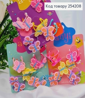 Набор резинок (10шт) БАБОЧКИ, Яркие цвета, резинка 3см, бабочка 3см 254208 фото