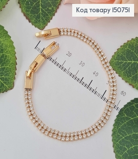 Браслет, с двумя рядами камешков шр. 4мм длиной. 17+2,5см, Xuping 18K 150751 фото