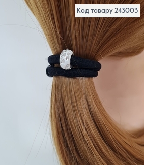 Резинка чорна з білою кулею в камінцях 10 шт / уп ціна за уп. 243003 фото