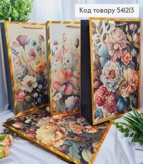 Пакет бумажный с принтом "Весенние Цветы" с Золотым тиснением, 42*31*12см, в ассортименте 541213 фото