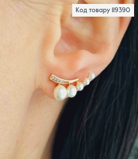 Серьги гвоздики  украшены Жемчужинами и камнями, 1,8см, Xuping 18К 119390 фото