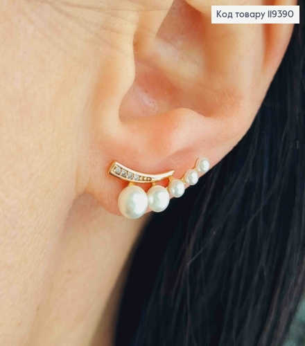 Серьги гвоздики  украшены Жемчужинами и камнями, 1,8см, Xuping 18К 119390 фото 1