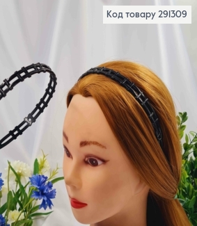 Обруч пластик 1,5см, с перепонками, глянцевый черного цвета 291309 фото