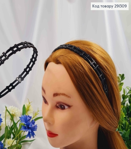 Обруч пластик 1,5см, с перепонками, глянцевый черного цвета 291309 фото 1