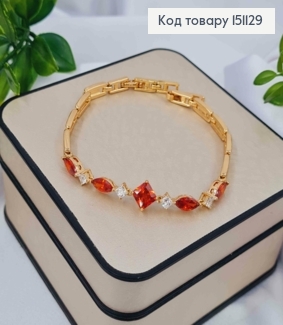 Браслет "РАССВЕТ" украшен Красными камнями, дл. 17+2см, Xuping 18K 151129 фото