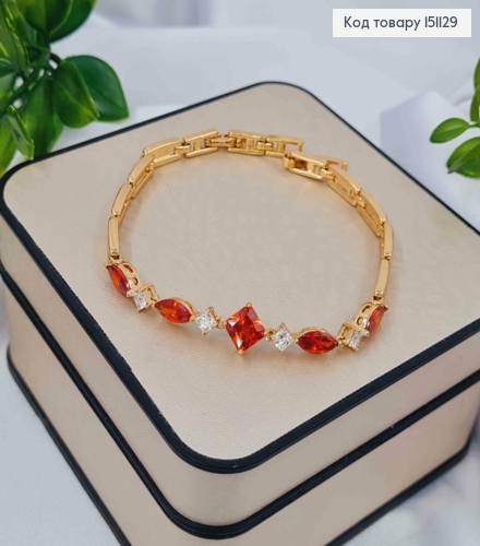 Браслет "РАССВЕТ" украшен Красными камнями, дл. 17+2см, Xuping 18K 151129 фото 1