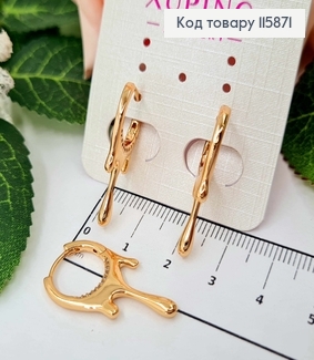 Серьги кольца 1,3см, "Медовые" с камешками, 3см, Xuping 18K 115871 фото