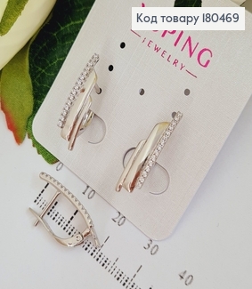 Серьги Стрелы тройные с камешками  родованные Xuping 180469 фото