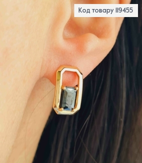 Серьги "Роуз" с Черным камнем, 1,5см, английская застежка, Xuping 18К 119455 фото