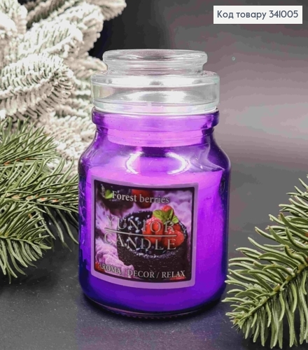 Аромасвічка в банці Forest berries, 70*100мм, 18год/горіння, (aroma/dekor/relax), YUNIOR CANDLE 341005 фото 1