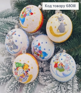 Набор шаров 80мм Круг Символ года(ЗАЕЦ) в ассорт. 6шт/уп, Украина 680111 (заєць) фото