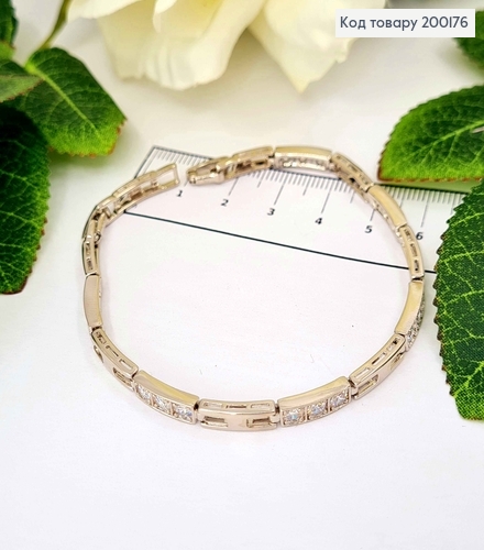 Браслет родований, З прямокутними пластинками, шир. 3мм, довж. 17+2см, Xuping  200176 фото 1