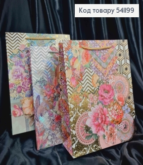 Пакет бумажный с цветами, 32*26*10см, в ассортименте 541199 фото