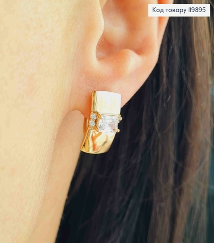 Сережки з Блискучим каменем, 1,5см, англійська застібка, Xuping 18K 119895 фото 1