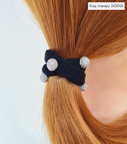 Резинка черная с шариком в камнях 243001 фото 1