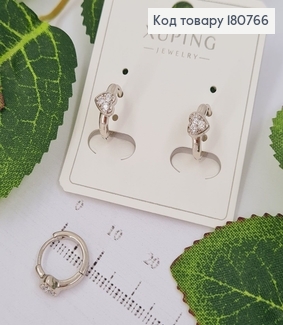 Сережки родовані кільця Сердечко в камінцях, 1*0,5см, Xuping 180766 фото
