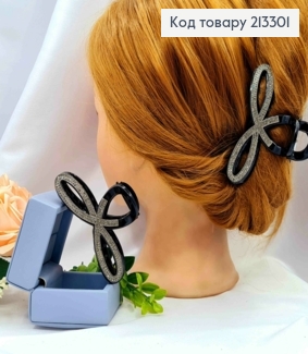 Краб пластик "ПЕТЕЛЬКА" прикрашений Сірими камінцями, розмір 9см, Чорного кольору 213301 фото